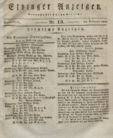 Elbinger Anzeigen, Nr. 13. Sonnabend, 14. Februar 1829