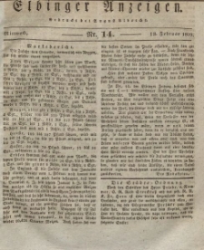 Elbinger Anzeigen, Nr. 14. Mittwoch, 18. Februar 1829