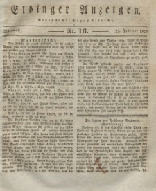 Elbinger Anzeigen, Nr. 16. Mittwoch, 25. Februar 1829
