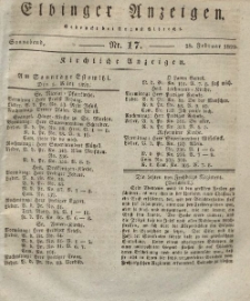 Elbinger Anzeigen, Nr. 17. Sonnabend, 28. Februar 1829