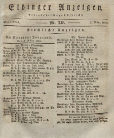 Elbinger Anzeigen, Nr. 19. Sonnabend, 7. März 1829
