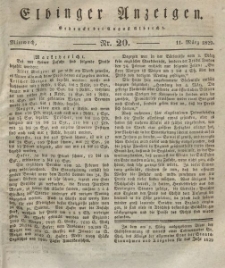Elbinger Anzeigen, Nr. 20. Mittwoch, 11. März 1829