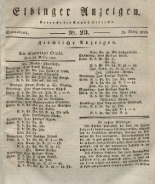 Elbinger Anzeigen, Nr. 23. Sonnabend, 21. März 1829