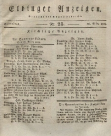 Elbinger Anzeigen, Nr. 25. Sonnabend, 28. März 1829