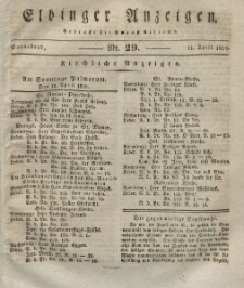 Elbinger Anzeigen, Nr. 29. Sonnabend, 11. April 1829