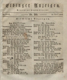 Elbinger Anzeigen, Nr. 30. Mittwoch, 15. April 1829