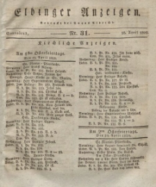 Elbinger Anzeigen, Nr. 31. Sonnabend, 18. April 1829