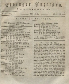 Elbinger Anzeigen, Nr. 33. Sonnabend, 25. April 1829