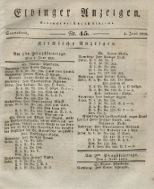 Elbinger Anzeigen, Nr. 45. Sonnabend, 6. Juni 1829