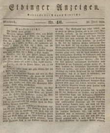Elbinger Anzeigen, Nr. 46. Mittwoch, 10. Juni 1829