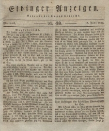 Elbinger Anzeigen, Nr. 48. Mittwoch, 17. Juni 1829