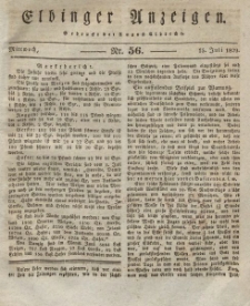 Elbinger Anzeigen, Nr. 56. Mittwoch, 15. Juli 1829