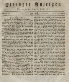 Elbinger Anzeigen, Nr. 62. Mittwoch, 5. August 1829