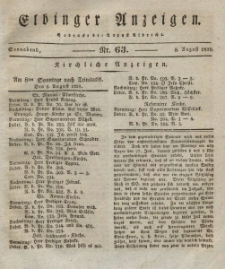 Elbinger Anzeigen, Nr. 63. Sonnabend, 8. August 1829