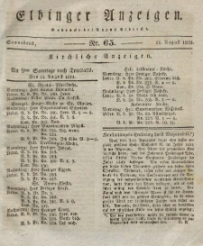 Elbinger Anzeigen, Nr. 65. Sonnabend, 15. August 1829
