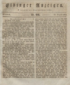 Elbinger Anzeigen, Nr. 66. Mittwoch, 19. August 1829
