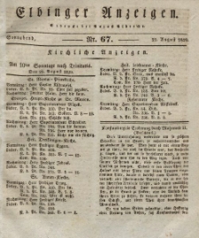 Elbinger Anzeigen, Nr. 67. Sonnabend, 22. August 1829