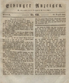 Elbinger Anzeigen, Nr. 68. Mittwoch, 26. August 1829