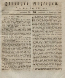Elbinger Anzeigen, Nr. 70. Mittwoch, 2. September 1829