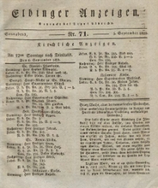 Elbinger Anzeigen, Nr. 71. Sonnabend, 5. September 1829
