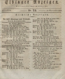 Elbinger Anzeigen, Nr. 75. Sonnabend, 19. September 1829