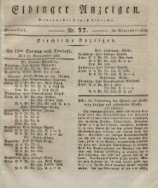 Elbinger Anzeigen, Nr. 77. Sonnabend, 26. September 1829