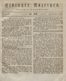 Elbinger Anzeigen, Nr. 82. Mittwoch, 14. Oktober 1829