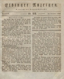 Elbinger Anzeigen, Nr. 82. Mittwoch, 14. Oktober 1829
