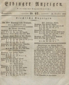 Elbinger Anzeigen, Nr. 87. Sonnabend, 31. Oktober 1829