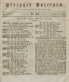 Elbinger Anzeigen, Nr. 91. Sonnabend, 14. November 1829