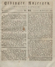 Elbinger Anzeigen, Nr. 92. Mittwoch, 18. November 1829