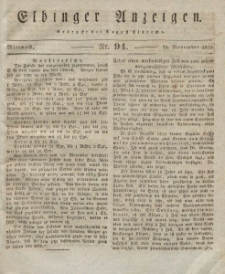 Elbinger Anzeigen, Nr. 94. Mittwoch, 25. November 1829