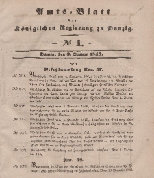 Amts-Blatt der Königlichen Regierung zu Danzig, 3. Januar 1849, Nr. 1