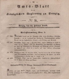 Amts-Blatt der Königlichen Regierung zu Danzig, 21. Februar 1849, Nr. 8