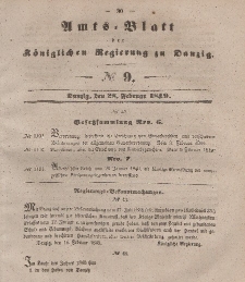 Amts-Blatt der Königlichen Regierung zu Danzig, 28. Februar 1849, Nr. 9