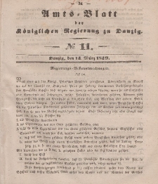Amts-Blatt der Königlichen Regierung zu Danzig, 14. März 1849, Nr. 11