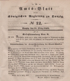Amts-Blatt der Königlichen Regierung zu Danzig, 21. März 1849, Nr. 12