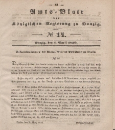 Amts-Blatt der Königlichen Regierung zu Danzig, 4. April 1849, Nr. 14