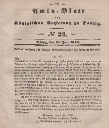 Amts-Blatt der Königlichen Regierung zu Danzig, 13. Juni 1849, Nr. 24
