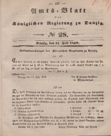 Amts-Blatt der Königlichen Regierung zu Danzig, 11. Juli 1849, Nr. 28