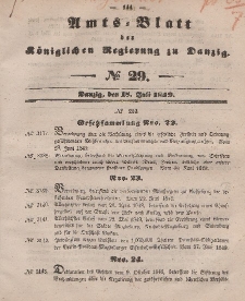 Amts-Blatt der Königlichen Regierung zu Danzig, 18. Juli 1849, Nr. 29