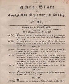 Amts-Blatt der Königlichen Regierung zu Danzig, 1. August 1849, Nr. 31