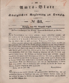 Amts-Blatt der Königlichen Regierung zu Danzig, 15. August 1849, Nr. 33