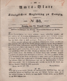 Amts-Blatt der Königlichen Regierung zu Danzig, 15. August 1849, Nr. 33