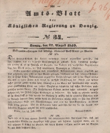 Amts-Blatt der Königlichen Regierung zu Danzig, 22. August 1849, Nr. 34