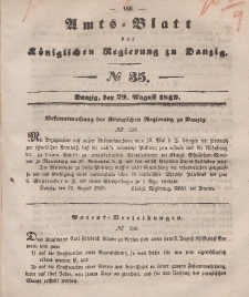 Amts-Blatt der Königlichen Regierung zu Danzig, 29. August 1849, Nr. 35