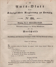 Amts-Blatt der Königlichen Regierung zu Danzig, 5. September 1849, Nr. 36
