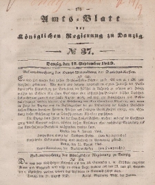 Amts-Blatt der Königlichen Regierung zu Danzig, 12. September 1849, Nr. 37