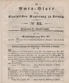 Amts-Blatt der Königlichen Regierung zu Danzig, 17. Oktober 1849, Nr. 42