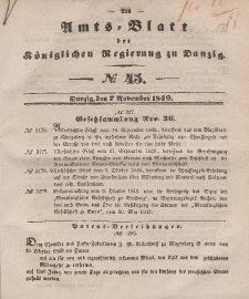 Amts-Blatt der Königlichen Regierung zu Danzig, 7. November 1849, Nr. 45
